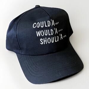 Vintage Paris Accessories Snap Back Hat Black Could of Would of Humor Funny Cap